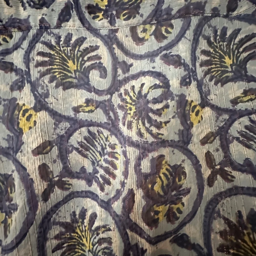 Maison Hotel Roberta Dress Vintage Blue and Ivory  Size XL - Picture 11 of 11